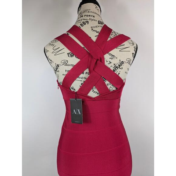 Armani Womens Sm Dress Red Bandage Certificate Authentic Cosmopolitan Strappy - Picture 5 of 16